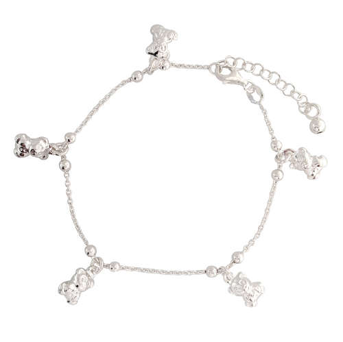 925 Sterling Silver Teddy Charm Bracelet