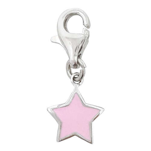 Pink Enamel Star Charm in 925 Sterling Silver