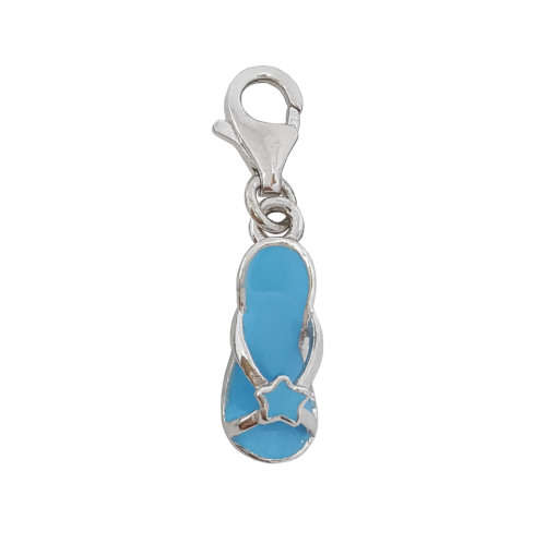 Blue Enamel Sandel Charm in 925 Sterling Silver