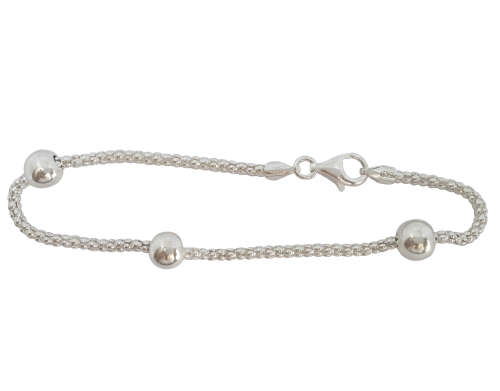 Poporn Bracelet with Silver Beads in 925 Sterling Silver