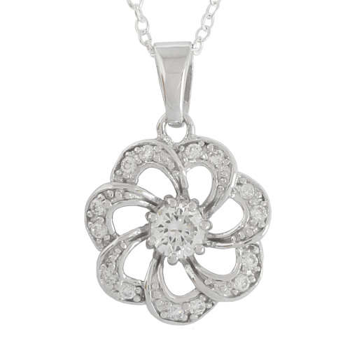 0.25ct Cz Flower Style Pendant in 925 Sterling Silver (Pikkals)