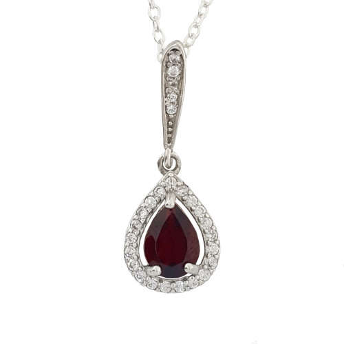 0.75ctw Garnet and Sapphire Pendant in 925 Sterling Silver