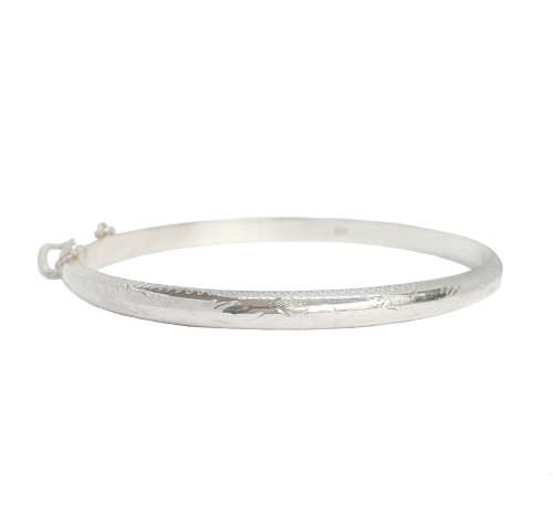 5mm 925 Sterling Silver Bangle with Pattern Finish