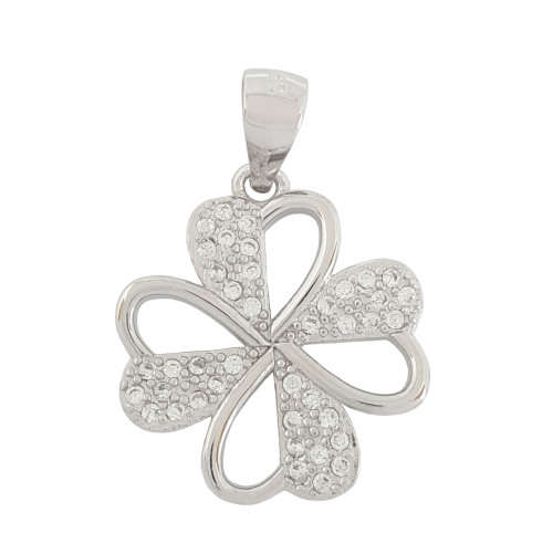 0.20ctw Clear CZ Flower Design Pendant in 925 Sterling Silver