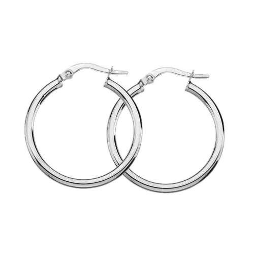 9ct White Gold 20mm Hoop Earrings
