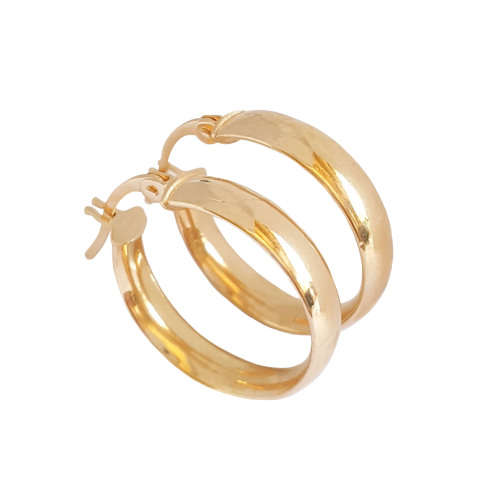 9ct Yellow Gold 15mm Flat Hoop Earrings