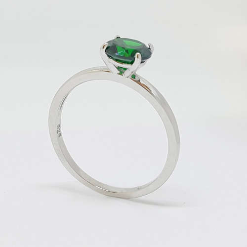 Emerald Green CZ Ring in 925 Sterling Silver