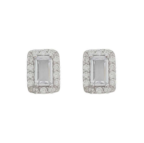 0.64ctw Emerald Cut Stud Earrings in 925 Sterling Silver