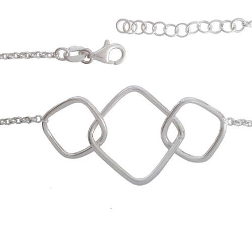 Interlinked Square and Rolo Style Bracelet