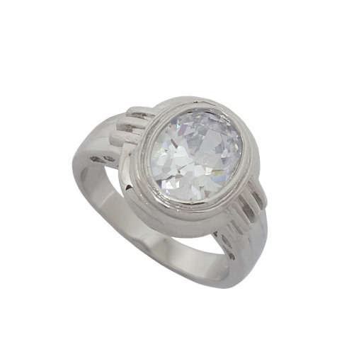 Oval CZ Bezel set Ring- Size 7