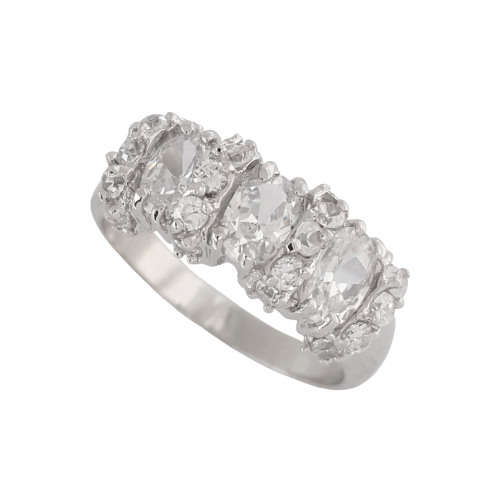 Oval Trilogy Cluster CZ Ring - Size 8/9