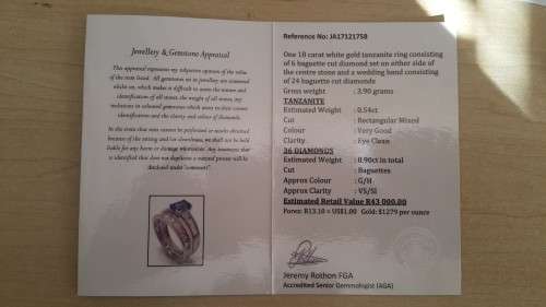 0.54ct Tanzanite and Baguette Diamonds set in 18K White Gold