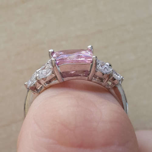 1.75ct Pink and Clear Ring Size 7