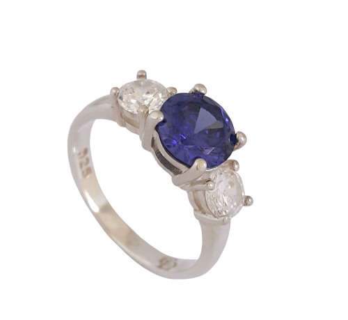 *CD DESIGNER JEWELRY* 3ct Tanzanite CZ Ring in Silver-Size 8.5