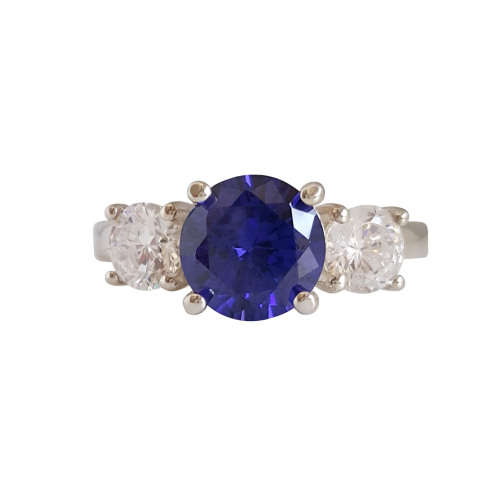 *CD DESIGNER JEWELRY* 3ct Tanzanite CZ Ring in Silver-Size 8.5