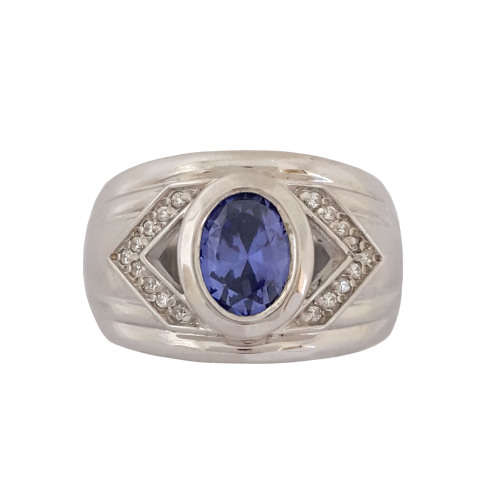 *CD DESIGNER JEWELRY*1.09ctw Cr Tanzanite Ring in Silver- Size R