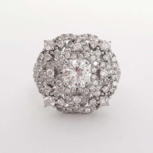 Sterling silver CZ Cluster Ring - Size 8