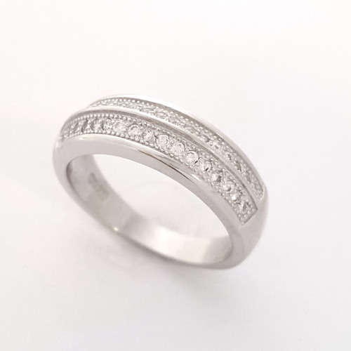 Sterling silver CZ Band Ring- Size 6/ 6.75