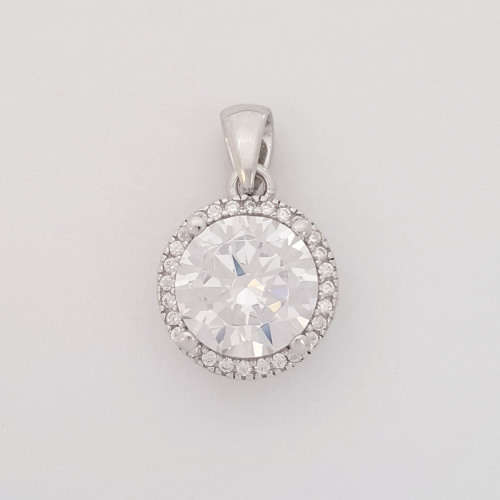 CZ Halo Pendant in 925 Sterling Silver