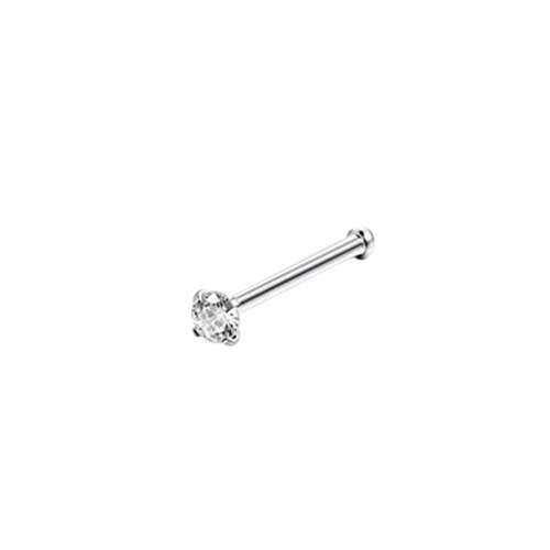 2mm CZ Pin Nose Ring in 925 Sterling Silver