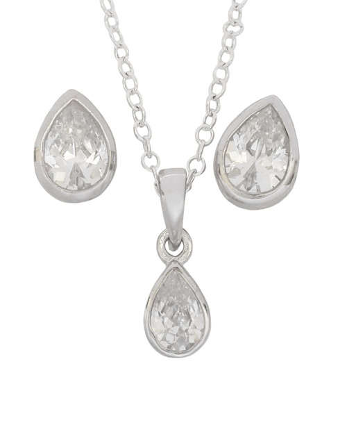 925 Sterling Silver 1.25ct CZ Pendant and Earring Set