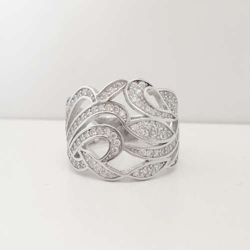 Artistic CZ Broad Band Ring in Silver - Size P