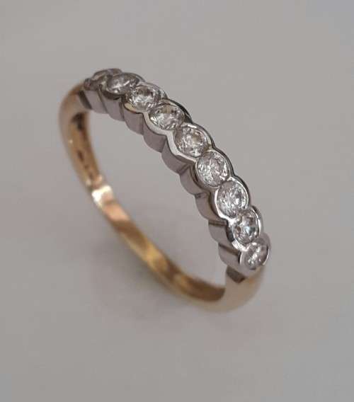 CZ Tube Ring in 9ct Yellow Gold