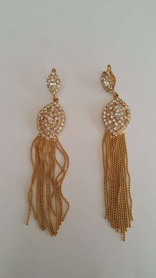 CZ Gold Plated Drop Earrings