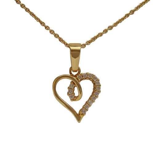 0.14ctw CZ Heart Pendant with Necklace