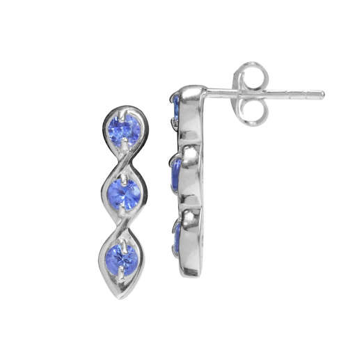 Trilogy Tanzanite Drop Earrings in Sterling Silver