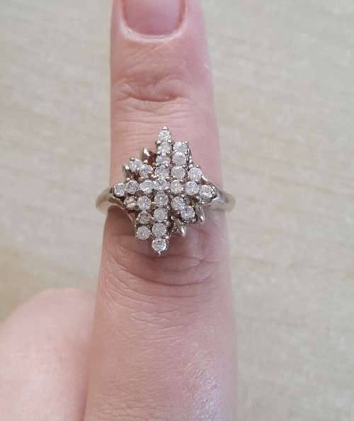 Simulated Diamond Vintage Ring in Silver -Size 9