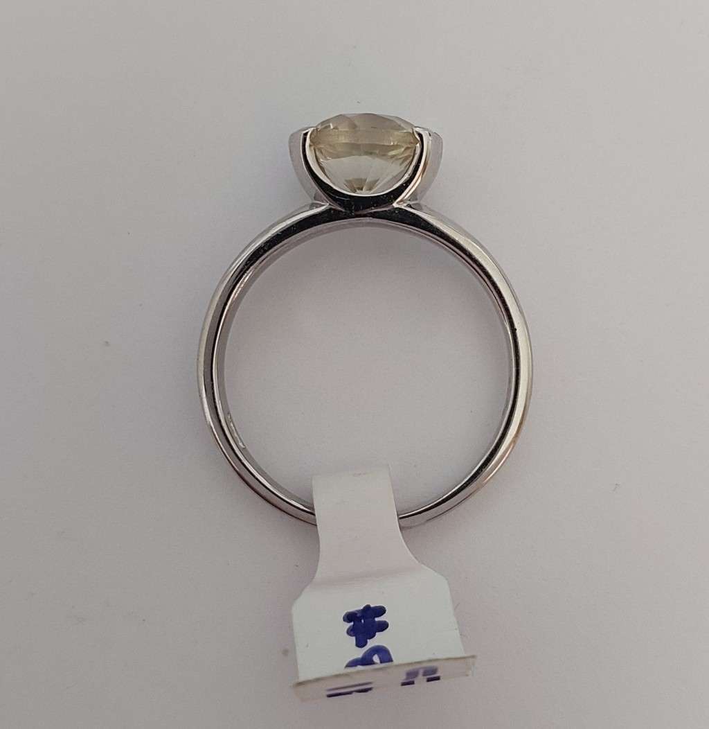 *CD DESIGNER JEWELRY* 2ct Citrine Solitaire Ring in Silver- Size 8.5