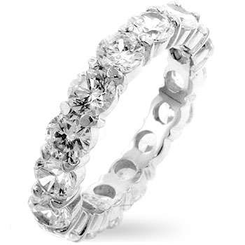 925 Sterling Silver CZ Eternity Band-Size 9