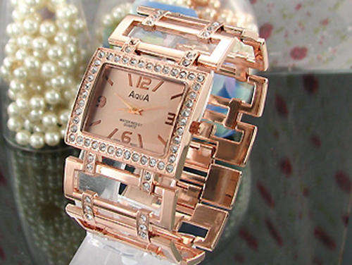 18K Gold Plated CZ Watch