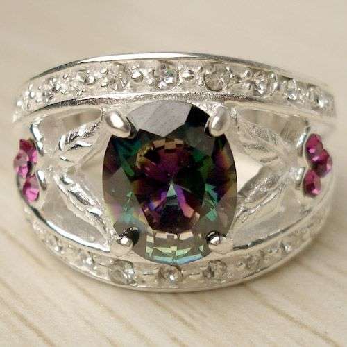 **MYSTIC TOPAZ**Multi Gemstone Dress Ring in Fine Silver**Size 9**