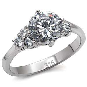 Stainless Steel 2.20ctw Round Cut CZ Engagement Ring Size 7/9/10