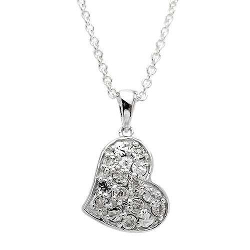 **GORGEOUS 0.03ctw Diamond Heart Necklace**925 Sterling Silver**