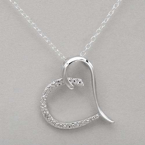 **GORGEOUS**0.01ctw Diamond Heart Pendant and Necklace**925 Sterling Silver**