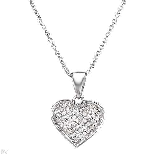 0.25ctw Diamond Heart Pendant in 925 Sterling Silver