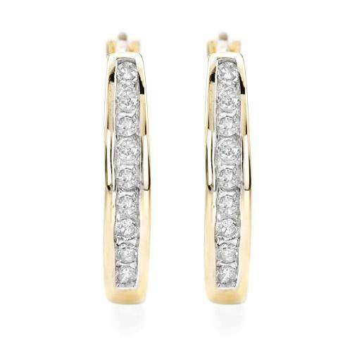 0.25ctw Diamond Hoop Earrings in 10K Yellow Gold