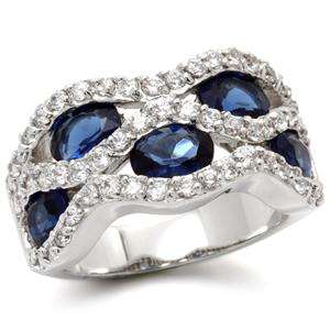 **BRAND NEW ARRIVAL**Sapphire and Clear CZ Wave Ring*Size 7-10**