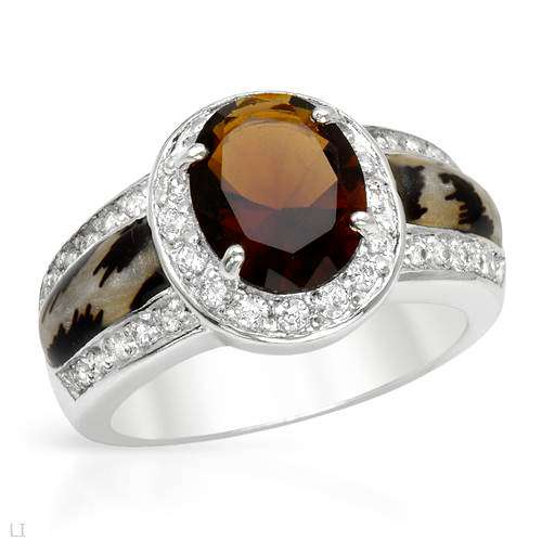 **6.76ctw Smoky and Clear CZ Dress Ring in 925 Sterling Silver**