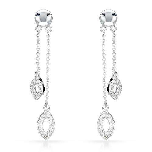 0.01ctw Diamond Drop Earrings in 925 Sterling Silver
