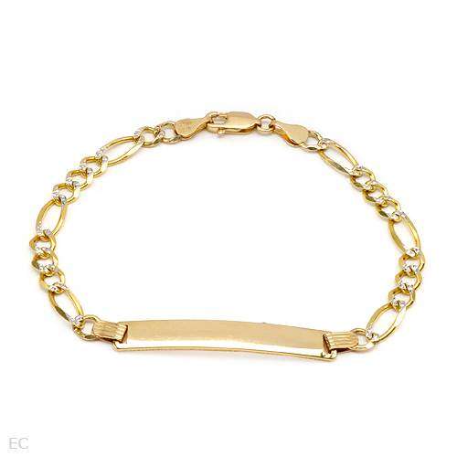 **GORGEOUS**10K Two Tone Gold ID Bracelet**