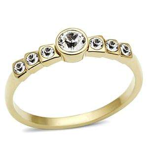 **ION PLATED Ring with Austrian Crystals- Size  8-9