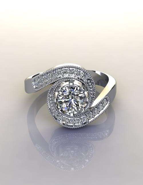 *CD DESIGNER JEWELRY*1.09ctw Engagement Ring in 925 Sterling Silver**Size Q*