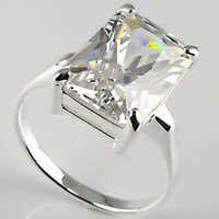 925 Sterling Silver** 8 ct Emerald Cut Ring-Size 7
