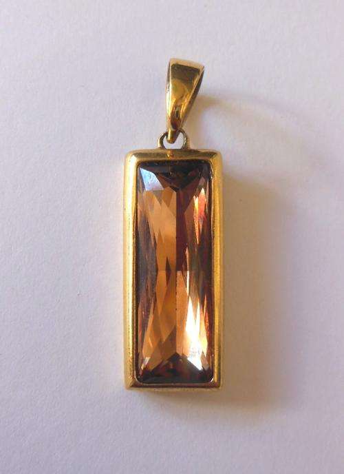 Emerald cut Champagne CZ Pendant