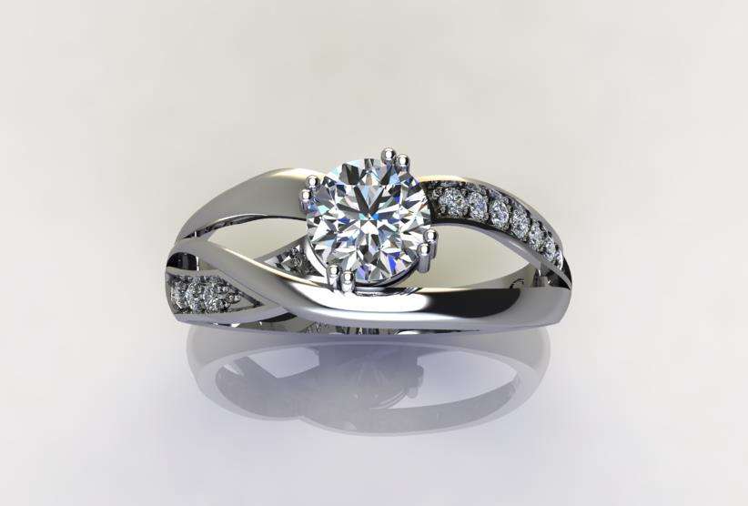 *CD DESIGNER JEWELRY*Spectacular 1.11ctw Cr Diamond Engagement Ring**925 Sterling Silver**