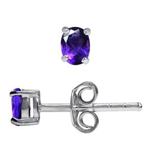 0.40ctw Natural Amethyst Stud Earrings in 925 Sterling Silver
